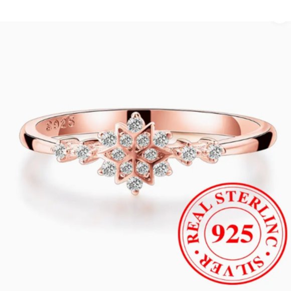18K Rose Gold Plated 925 Sterling Silver Ring - Picture 1 of 11